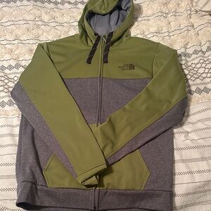 The North Face Olive Green & Gray Men's Full-Zip Hooded Sweater